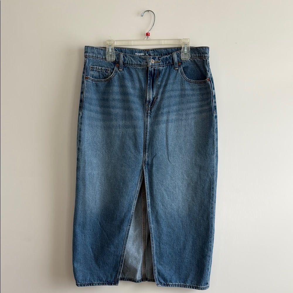Old Navy Denim Midi Skirt Front Slit
